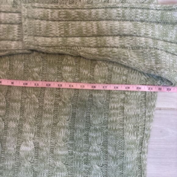 Vintage Basic Edition Chunky Cable Heathered Knit Turtle Neck Sweater Granola - Picture 4 of 5